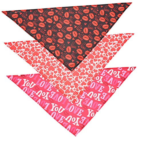 Amosfun 3St Haustier-Schal Hunde schal Dog Bandana Hundekostüm Valentinstag Dreieckstuch für Hunde dreieckstücher Hundehalstücher Valentinstag Hundebandana von Amosfun