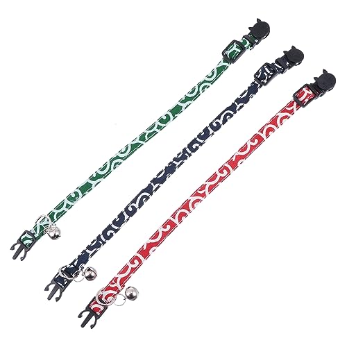 Amosfun 3st Haustierhalsband Verstellbarer Kragen Verstellbares Katzenhalsband Halsband Mit Katzenhalskette Halsband Für Haustiere Dekoratives Hundehalsband Hundeglocke Nylon Kätzchen von Amosfun