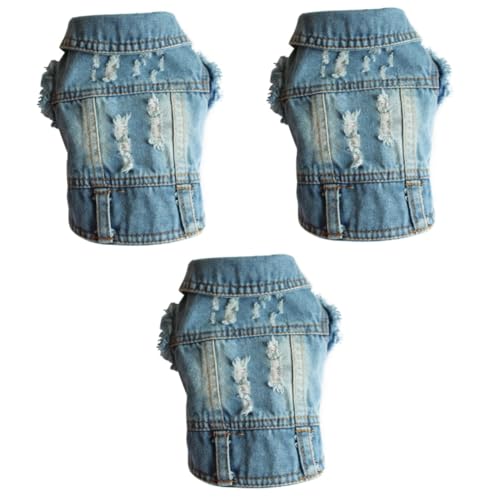 Amosfun 3St Retro Styles summerdress hundeweste hundekleidung Jeansjacken Jeansjacke Bolero hundebekleidung laufweste Jeansweste Weste für Hunde Haustier Jacke Bichon Weste von Amosfun