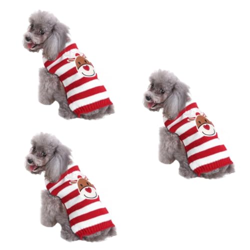 Amosfun 3st Strickkleidung Wintermäntel Kleidung Für Jungen Rentier-hundepullover Kleine Hundepullover Für Jungen Winterweste Für Hunde Haustier Festliche Kleidung Winterkleidung Für Hunde von Amosfun