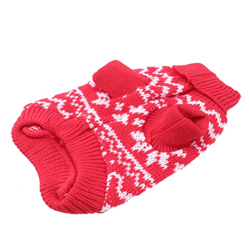 Amosfun 3st Strickpullover Mit Roter Katze Hund Weihnachtspullover Mädchen Haustier Hund Rollkragen Welpen-Sweatshirt Hundewarme Strickwaren Haustier-Pullover Kleiner Hund Geschenk von Amosfun