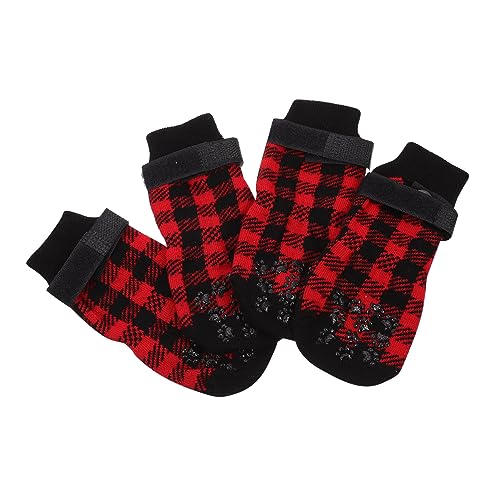 Amosfun 4 Stück Haustier Socken rutschfeste Katzensocken Weihnachtliche Gestrickte Katzensocken Haustier-weihnachtsgriffsocken Weihnachtskatzenhund Katzenpfote Weihnachten Reine Baumwolle von Amosfun