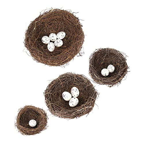 4 Sätze Kröten-Vogel-Nest Osternest Ostern Vogel Notgroschen Dekor Osterei-verzierung Vogelnest Aus Rattan Vogelnestschmuck Künstliches Zweignest Zweige Deko Schaum Kapuze Haushalt von Amosfun