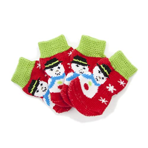 Amosfun 4 Sätze Weihnachtssocken Für Hunde Hundesocken Für Hartholzböden Weihnachts-Haustier-Grip-socken Weihnachtskleidung Für Hunde Weihnachtshundezubehör Haustiere Baumwollsocken Gitter von Amosfun