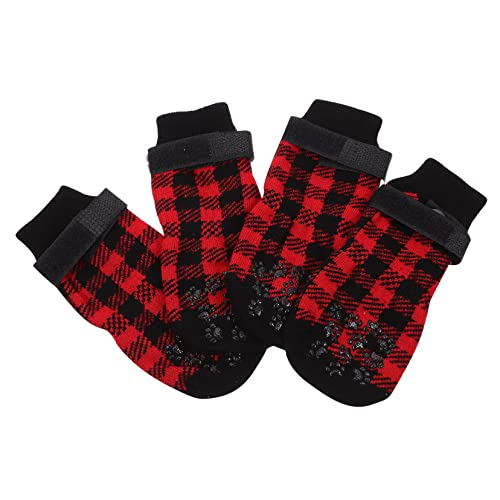 Amosfun 4 Stück Haustier Socken Haustierzubehör Sockenschuhe Pfotenschützer Für Haustiere Kratzfeste Socken Für Haustiere Schuhe Für Hunde Warmer Gürtel Reine Baumwolle Der Hund von Amosfun