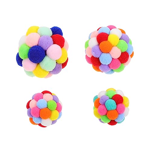 Amosfun 4 Stück lustiger Katzenball Kätzchen Spielzeug Kätzchenspielzeug Plüschtiere Katzenfalte Kätzchen Bälle Spielzeug Plüschkatzenspielzeug Interaktives Spielzeug für Haustiere Spur von Amosfun