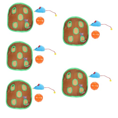 Amosfun 5 Sets Katzenspielzeug-Set Interaktives Katzenjagdspielzeug 9 Löcher Und Mauselöcher Haustier-katzentunnelspielzeug Übung von Amosfun
