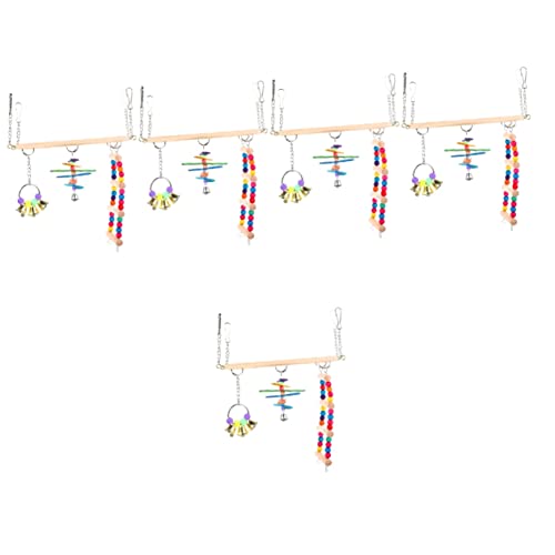 Amosfun 5 Sätze Papageienschaukel Holzspielzeug Spielzeuge Spielzeug Für Vogelschredder Sittich Vogel Leiter Brücke Glocken Spielzeug Bissfeste Vogelschaukel Vogel Stehen Xuanfeng von Amosfun