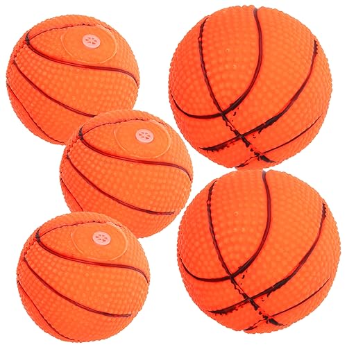 Amosfun 5st Haustier Spielzeug Hundespielzeug Kleine Hunde Ballspielzeug Für Welpen Spielzeuge Hund Spielt Basketball Welpenspielzeug Hundeball Aus Gummi Singen Kleiner Basketball Vinyl von Amosfun