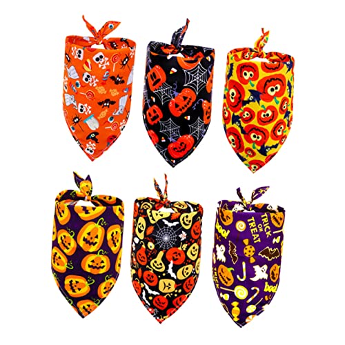 Amosfun 6St Halloween-Dreiecksschal Halloween kostüm für Hunde Halloween kostüme für Hunde Halloween-Bandana Haustier Speichel Geisterdekor Hundehalsbänder für mittelgroße Hunde Skelett von Amosfun