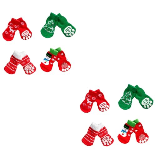 Amosfun 8 Paare Wintersocken Für Hunde Weihnachtliche Warme Socken Hundesocken Anti-rutsch-socken Für Haustiere Weihnachtssocken Für Welpen Welpensocken Warm Halten Hundepfotenabdeckung von Amosfun