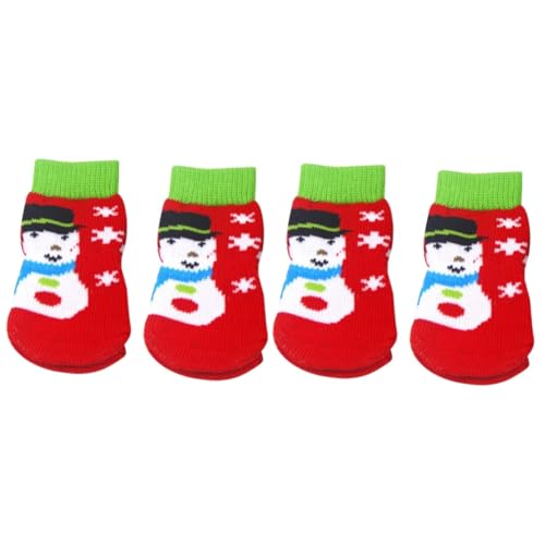 Amosfun 8 STK Hundesocken Weihnachtshundeschuhe Hundepfotenschutz Hundeweihnachtssocken Socken Für Katzen Hundezehengriffe Weihnachtssocken Für Hunde Welpensocken Kleidung Kleiner Hund von Amosfun