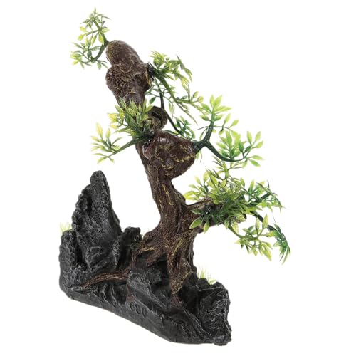 Amosfun Aquarium Landschaftsgestaltung Dekoration Sashimi-servierteller-Ornamente Reptilienbecken-außendekoration Künstlicher Bonsai-baum Projekte Gefälschter Pflanze Harz Begrüßungslied von Amosfun