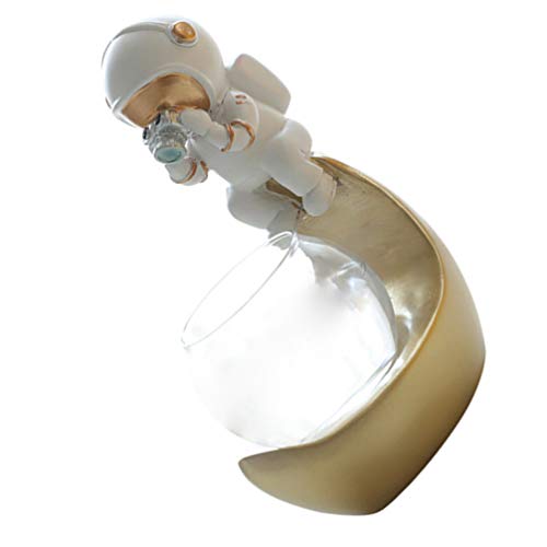 Leuchtendes Hydroponisches Aquarium Zylindervase Astronauten-skulptur Astronautenskulptur Aus Harz Raumfahrer-Statue Hydroponisches Pflanzendekor Modevase Glas Scheinen Geschenk von Amosfun