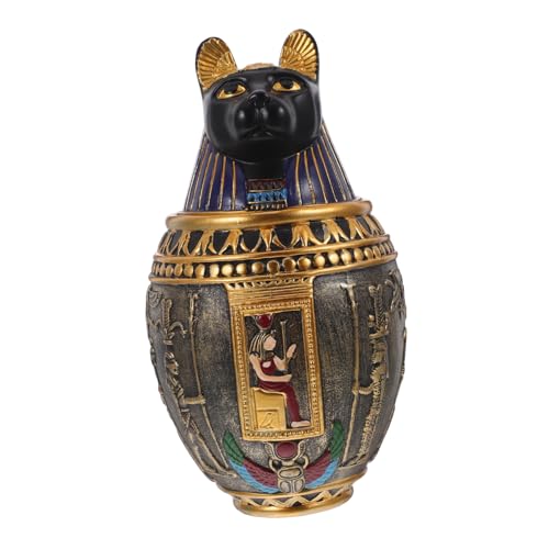 Amosfun Kanopenkrug Futterspender für Haustiere Mini-Harztiere Ornament Wohnkultur einzigartiges altägyptisches Themenhandwerk Desktop-Dekoration Schreibtisch Kunsthandwerk Ägypten Statue von Amosfun