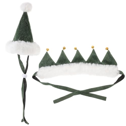 Amosfun Weihnachtliches Haustierhalsband, verstellbares Hundehalsband mit Glöckchen, Weihnachtselfenkostüm, Zubehör für kleine Hunde, Katzen, Welpen, Kätzchen, Größe (reine Farbe) (mittelgrün) von Amosfun