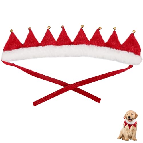 Amosfun Weihnachts-Haustierhalsband, verstellbar, mit Glöckchen, Weihnachtselfenkostüm, Zubehör für kleine Hunde, Katzen, Welpen, Kätzchen, Größe XL von Amosfun