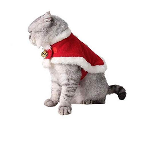 AMOYER 1pc Katzen-weihnachtsumhang Soft Cat Weihnachtskostüm Justierbarer Haustier Outfits Glocken Sankt Haustier-Katzen-Sankt-Kleidung von AMOYER