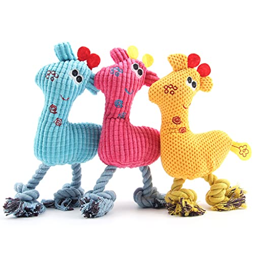 Amsixo Niedliches Seil-Giraffen-Hundespielzeug mit Seilkörper und gefülltem Kopf für Welpen, langlebiges Geschenk, Kauspielzeug für Welpen, interaktives Plüschseil von Amsixo