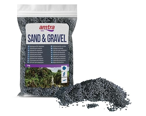 Amtra Black Ceramized Quartz – Feiner Quarz-Aquariumsand, für Süß oder Salzwasser, 2-3 mm Körnung, Menge 2 kg von Amtra