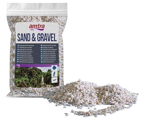 Amtra Gravel NOA - Natürlicher Aquarienkies, Dekoboden, weiße grobe Körnung 2-5 mm, Größe 2KG von Amtra