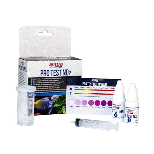 Amtra PRO NO2 Test NO2 für Aquarien, einfache und schnelle Qualitätskontrolle von Nitriten, für Süß- und Salzwasser, mit Referenzskala, bis zu 60 Tests von Amtra