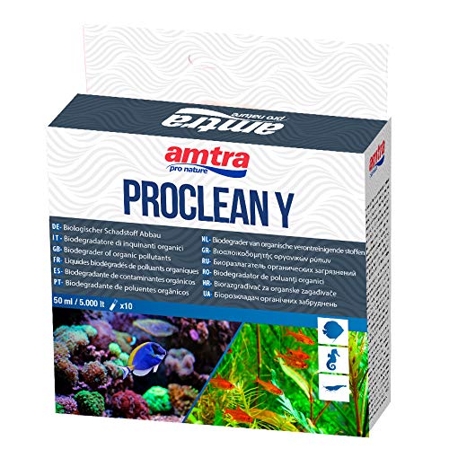 Amtra PROCLEAN Y - biologischer Abbauer organischer Schadstoffe in Süß- und Meerwasseraquarien, natürlicher Wasserreiniger für Aquarien. Formatieren Sie 10 Fläschchen x 5 ml von Amtra