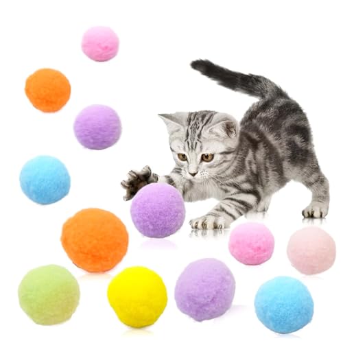 Amusingtao 12 Stück Filzbälle für Katzen, 3 cm Katzenbälle Filz, Katzenspielzeug, Katzen Spielsachen Aus 100% Wolle, Katzenspielzeug Natur, Katzen Im Innenbereich Zum Fangen Von Chase von Amusingtao