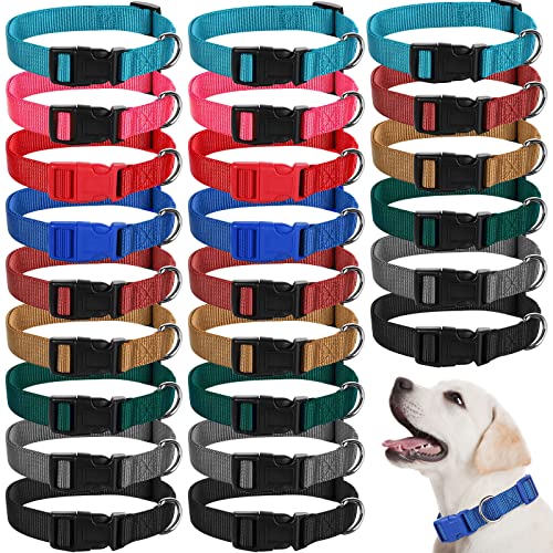 Amylove 27 Stück Hundehalsband, verstellbar, Nylon, Welpenhalsband für kleine und mittelgroße Hunde, 9 verschiedene Farben, Haustierhalsband mit Schnellverschluss-Schnalle für Haustier, Reisen, von Amylove