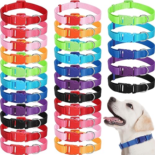 Amylove 27 Stück Hundehalsband, verstellbar, Nylon, Welpenhalsband für kleine und mittelgroße Hunde, 9 verschiedene Farben, Haustierhalsband mit Schnellverschluss-Schnalle für Haustier, Reisen, von Amylove