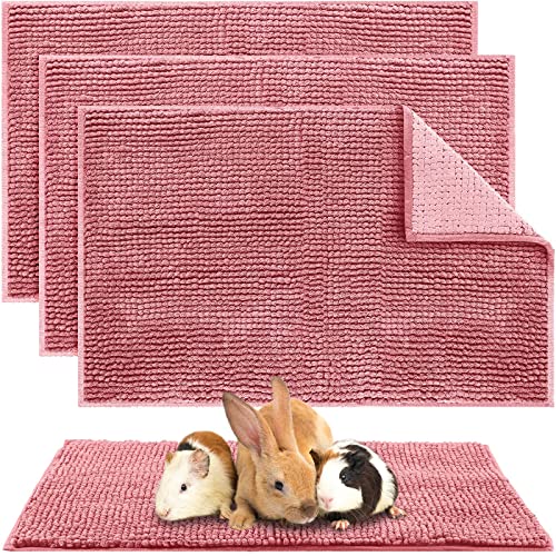 Amylove 4 Stück Meerschweinchen-Einlagen für Kaninchen, Meerschweinchen, Käfigeinlagen, waschbar, wiederverwendbar, kleine Tiere, Schlafmatte für Hasen-Fleece-Einlagen (rosa) von Amylove