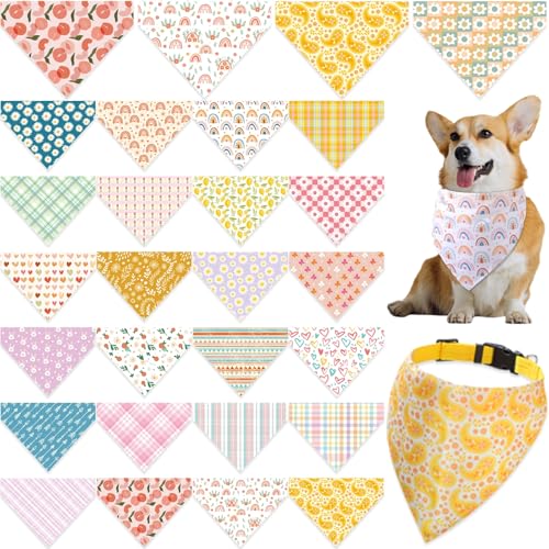 Amylove Hundehalstücher für Halsbänder, 2-seitiges Haustierhalsband, Schlupfhalstuch, Sommer-Lätzchen, Blumenmuster, Urlaub, waschbar, Schal, Haustierkostüm, Hunde-Outfit für kleine bis mittelgroße von Amylove