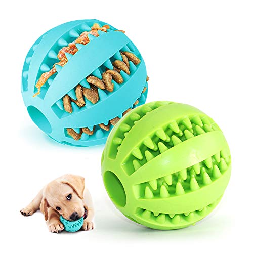 AnCoSoo 2 Hundespielzeug Ball,Naturgummi mit Minzgeschmack Hund Feeder Ball,Trainingszahn Intelligenzspielzeug für Hunde Ball mit Zahnreinigung Spielzeug von AnCoSoo