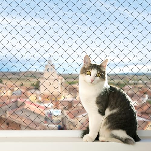 AnExer Katzennetz für Balkon 8x3 m Balkon Netz für Katze Hund Haustier, Katzennetz Fenster Balkonnetz, Nylon-Multifilament Robust, Langlebig, UV- und Wetterfest, Netz Balkon (Schwarz) von AnExer