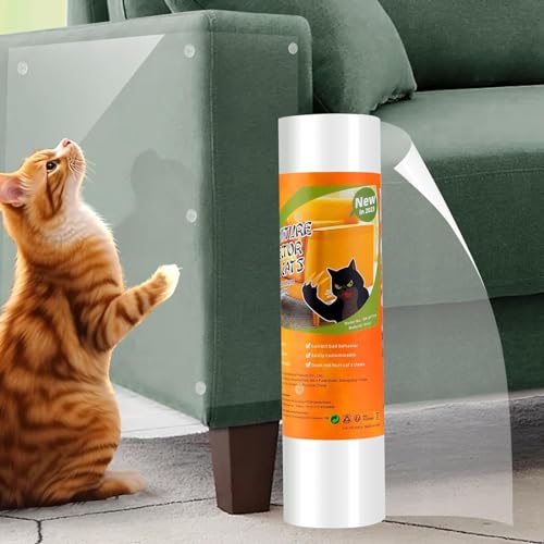 AnExer kratzschutz Sofa Katze Kratzschutz Katze Tape, Anti Kratz Folie für Katzen mit 30 Schrauben, Sofa Transparent Kratzschutz für Möbel Couch Tür Wand Kratzabwehr von Katzen Hunde (30cmx300cm) von AnExer