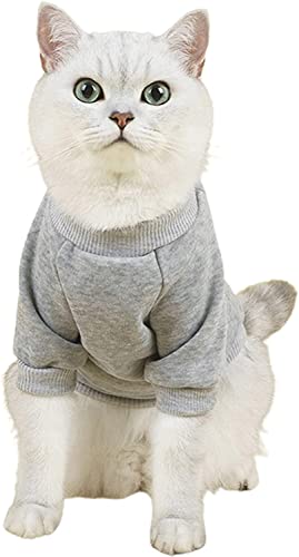 Haustierpullover – Haarlose Katze Baumwolle T-Shirts Haustier Kleidung – Pullover Kätzchen T-Shirts mit Ärmeln – Katzen & kleine Hunde Bekleidung (Hellgrau, Medium) von AnHome