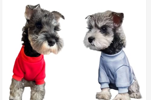 Hundepullover für Katzen und Hunde, unbehaart, Baumwolle, Haustierkleidung, Pullover, Kätzchen-T-Shirts mit Ärmeln, für Katzen und kleine Hunde, Rot + Blau, Größe L von AnHome