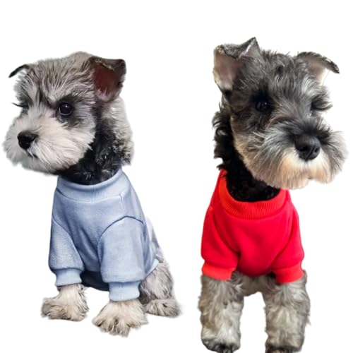 Hundepullover für Katzen und Hunde, unbehaart, Baumwolle, Haustierkleidung, Pullover, Kätzchen-T-Shirts mit Ärmeln, für Katzen und kleine Hunde, Rot + Blau, Größe M von AnHome