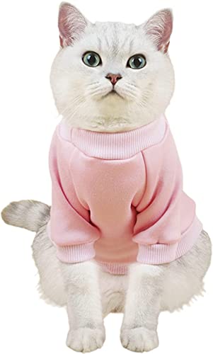 Katzenpullover, Shirts für Katzen, haarlose Katze, Baumwoll-T-Shirts, Haustierkleidung, Pullover, Kätzchen-T-Shirts mit Ärmeln, für Katzen und kleine Hunde (Rosa, Rot, Größe M) von AnHome