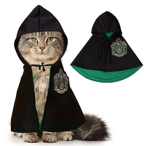 Halloween Haustier Kleidung Halloween Umhang Cosplay Lustig KatzenKostüm Hundekostüm Halloween Haustierkostüm für Halloween Party Dekoration Weihnachten Geschenk (Grün, S) von AnNissa