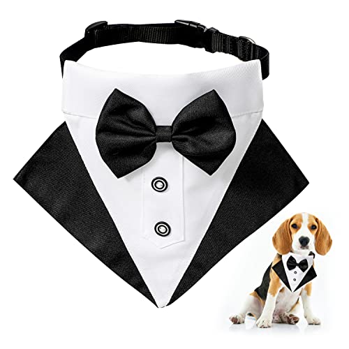 Hund Smoking Bandana Halsband, Formale Hochzeit Party Hund Hochzeit Bandana，Verstellbar Krawatte Haustier Anzug Fliege Bandana für Hochzeit Geburtstag Kostüme (M) von AnNissa