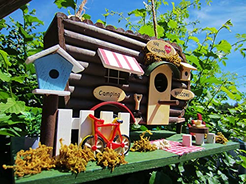 Hüwüknü Nistkasten Campingwagen, Vogelhaus zum Aufhängen, für Singvögel wie Spatzen, Meisen, Handarbeit aus Holz, bunt von Hüwüknü