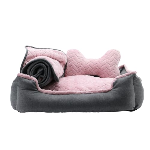 Ancol Hundebett, weich, maschinenwaschbar, warm, rutschfeste Unterseite, 60 x 50 cm, Rosa von Ancol