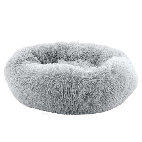 Ancol Hundebett in Donut-Form, weich, maschinenwaschbar, warm, rutschfest, flauschig, 50 cm, Schiefergrau von Ancol