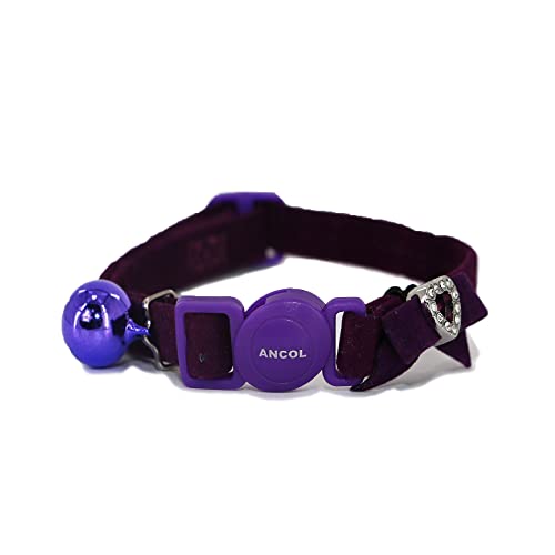 Ancol Katzenhalsband, Samt, Herzform, Violett von Ancol