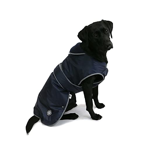 Ancol Muddy Paws Sturmschutzmantel für alle Wetterbedingungen, Marineblau Größe S/M (Länge 35 cm, Umfang 56 cm) von Ancol