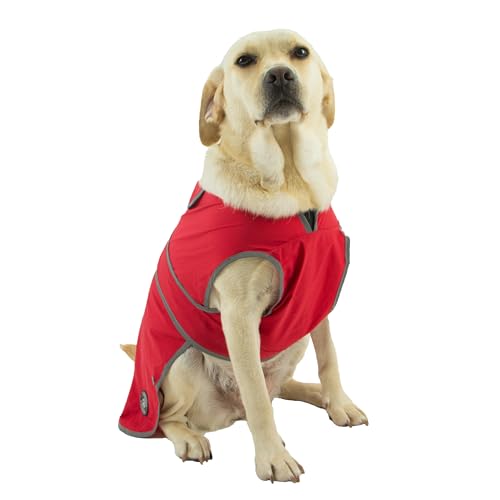 Ancol Stormguard Softshell-Hundemantel in Bordeaux – wasserdichte Haustier-Regenjacke mit Loch für Geschirr – reflektierende Kanten – Welpenbekleidung – Größe S von Ancol