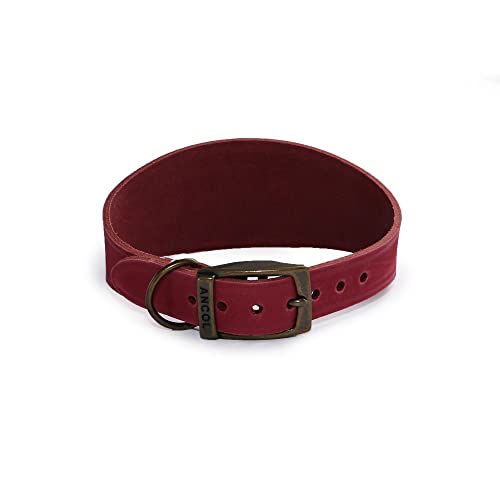 Ancol Timberwolf Lederhalsband Whippet Leder Halsband Raspberry 30-34cm von Ancol