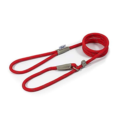 Ancol Viva Retrieverleine, reflektierendes Seil und Echtleder, 150 x 0,8 cm, Rot von Ancol