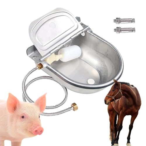 Ancsttu Automatische Pferdetränke,Automatischer Wassernapf, Pferdetränke Edelstahl, Verstellbarer Trinkbrunnen mit schwimmender Kugel für Nutztiere, Pferde, Hunde, Schweine, Rinder, Schafe von Ancsttu